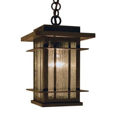 Arroyo Craftsman 9" Oak Park Pendant, Pewter, Cream Glass OPH-9CR-P